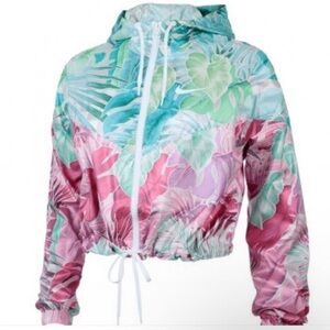 Nike Floral Print Cropped Windbreaker Jacket